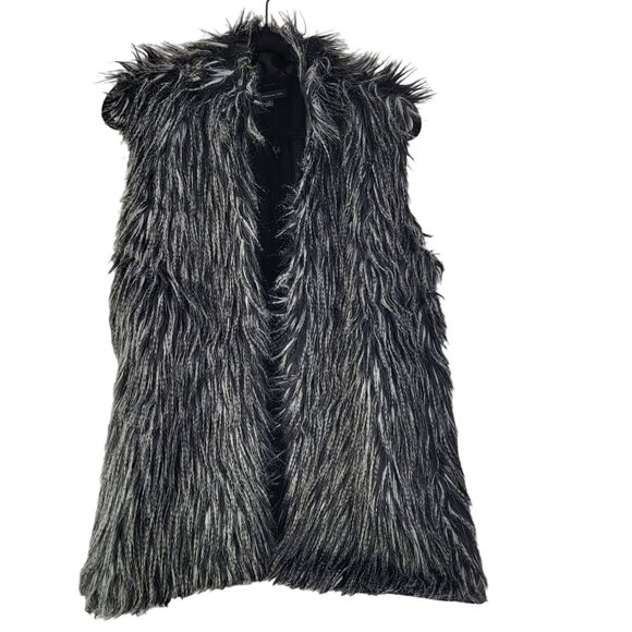 Womens Adrianna Papell Faux Fur Vest Black & Gray Size 1X NWT - Picture 1 of 7